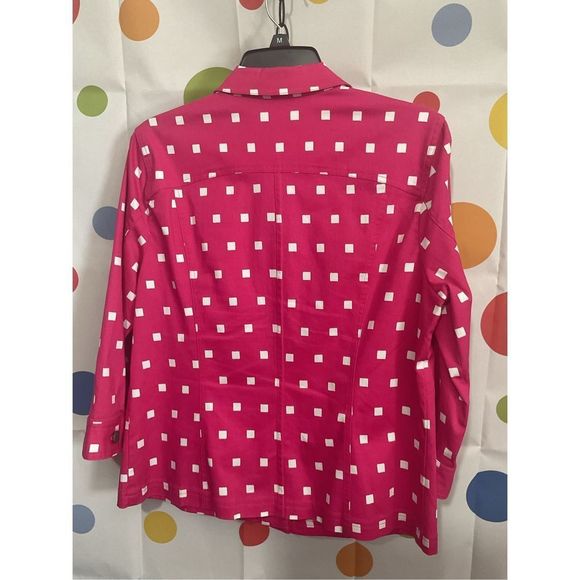 NEW Christopher & Banks Hot Pink & White Jacket Lightweight Size Medium 🌸🍒 - Picture 5 of 10